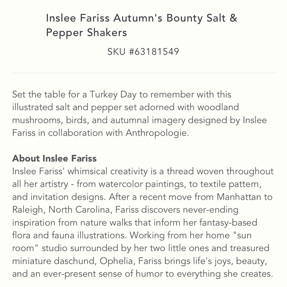 NWOT Anthro Inslee Fariss Autumn Turkey Salt and Pepper Shakers - Picture 5 of 6